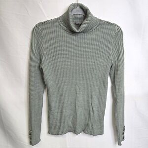 J. McLaughlin Arlette Striped‎ Turtleneck Sweater, Classic, Green/White, Large